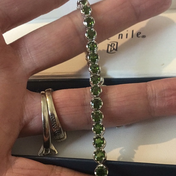 VINTAGE Blue Nile Gemstone Sterling Silver Bracelet- 7 1/4” - Picture 2 of 10